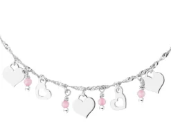 Bransoletka srebrna z cyrkoniami - serca