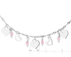 Bransoletka srebrna z cyrkoniami - serca