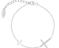 Bransoletka srebrna z cyrkoniami - krzyże