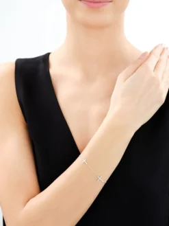 Bransoletka srebrna z cyrkoniami - krzyże