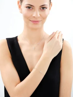 Bransoletka srebrna z cyrkoniami - krzyże