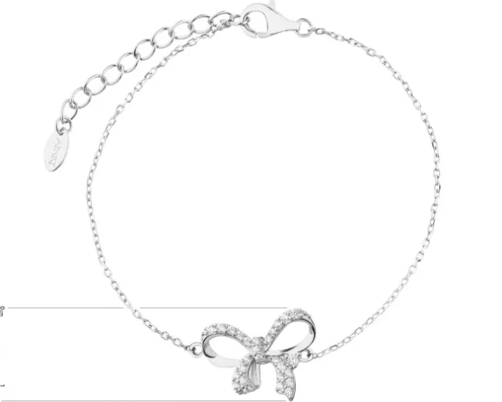 Bransoletka srebrna z cyrkoniami - kokardka