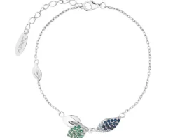 Bransoletka srebrna z cyrkoniami - liście