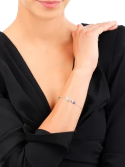 Bransoletka srebrna z cyrkoniami - liście