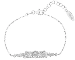 Bransoletka srebrna z cyrkoniami - kwiaty