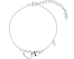 Bransoletka srebrna z cyrkonią - serce, koło