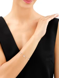 Bransoletka srebrna z cyrkoniami - Księżyce, gwiazda