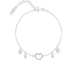 Bransoletka srebrna z cyrkoniami - serca