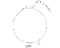 Bransoletka srebrna z cyrkoniami - litera A, serca