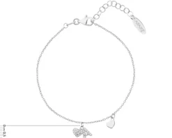 Bransoletka srebrna z cyrkoniami - litera A, serca