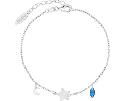 Bransoletka srebrna z cyrkonią - gwiazda, Księżyc