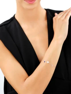 Bransoletka srebrna z cyrkonią - gwiazda, Księżyc