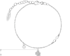 Bransoletka srebrna z cyrkoniami - koniczyna, serce, nieskończoność