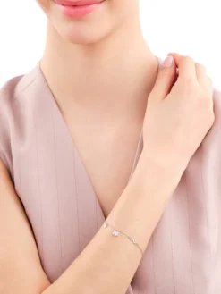 Bransoletka srebrna z cyrkoniami - koniczyna, serce, nieskończoność