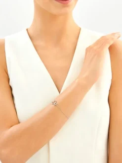 Bransoletka srebrna z cyrkoniami - serca