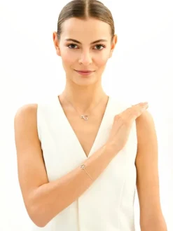 Bransoletka srebrna z cyrkoniami - serca