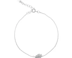 Bransoletka srebrna z cyrkoniami - liść