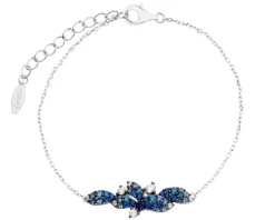 Bransoletka srebrna z cyrkoniami - liście