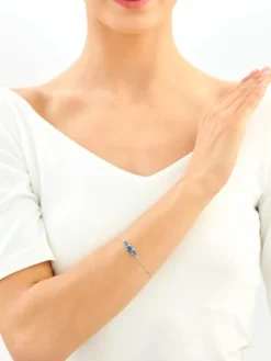 Bransoletka srebrna z cyrkoniami - liście