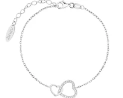Bransoletka srebrna z cyrkoniami - serca