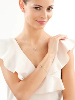 Bransoletka srebrna z cyrkoniami - serca