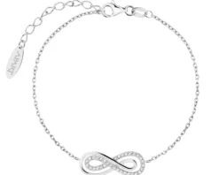 Bransoletka srebrna z cyrkoniami - nieskończoność