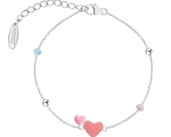 Bransoletka srebrna z emalią - serca, kulki