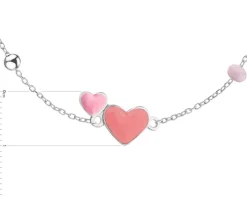 Bransoletka srebrna z emalią - serca, kulki