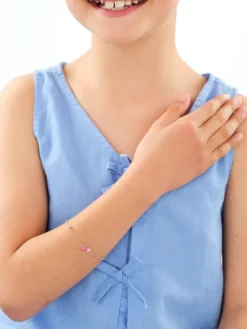 Bransoletka srebrna z emalią - serca, kulki