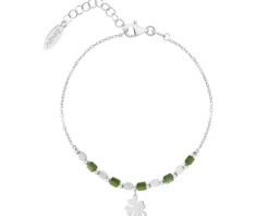 Bransoletka srebrna z masą perłową - koniczyna