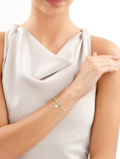 Bransoletka srebrna z masą perłową - koniczyna