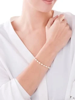 Bransoletka srebrna z perłami - kulki