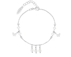 Bransoletka srebrna z perłami - motyle