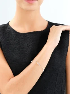 Bransoletka srebrna z perłami - motyle