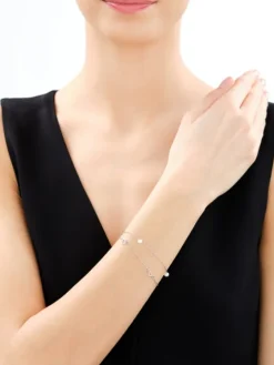 Bransoletka srebrna z perłami - serca