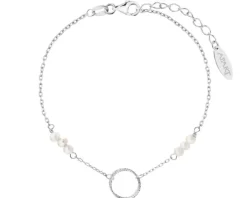 Bransoletka srebrna z perłami - koła