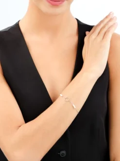 Bransoletka srebrna z perłami - koła