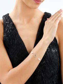 Bransoletka srebrna z perłami  - koło