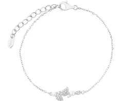 Bransoletka srebrna z perłami i cyrkoniami - liście