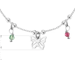 Bransoletka srebrna ze szlifowanym szkłem - motyl