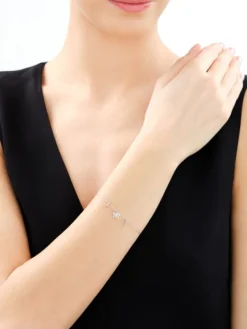 Bransoletka srebrna ze szlifowanym szkłem - motyl