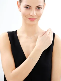 Bransoletka srebrna ze szlifowanym szkłem - motyl