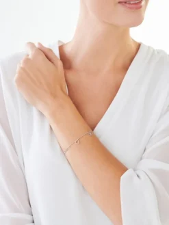 Bransoletka z białego i różowego złota z diamentami - serce, nieskończoność, koniczyna - 0,01 ct - próba 375