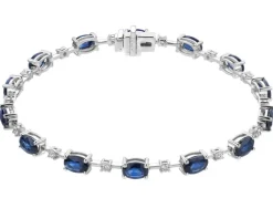 Bransoletka z białego złota z brylantami i szafirami - 18 cm - próba 750