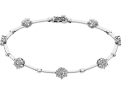 Bransoletka z białego złota z brylantami - 18 cm - 0,90 ct - próba 585