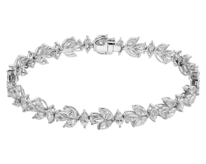 Bransoletka z białego złota z diamentami - 18 cm - 8,85 ct - próba 750