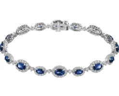 Bransoletka z białego złota z brylantami i szafirami - próba 585