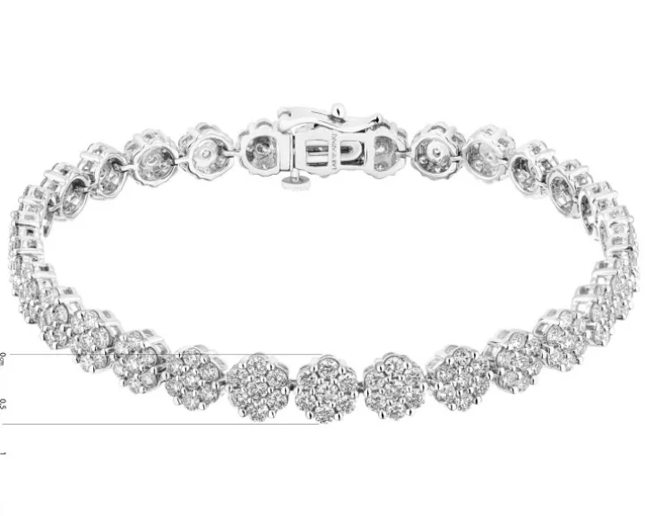 Bransoletka z białego złota z brylantami laboratoryjnymi - 18 cm - 5,67 ct - próba 585