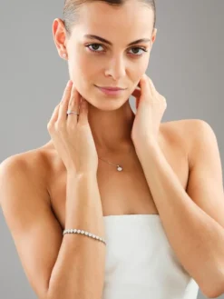 Bransoletka z białego złota z brylantami laboratoryjnymi - 18 cm - 5,67 ct - próba 585