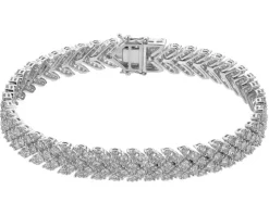 Bransoletka z białego złota z brylantami - 18 cm - 7,00 ct - próba 585